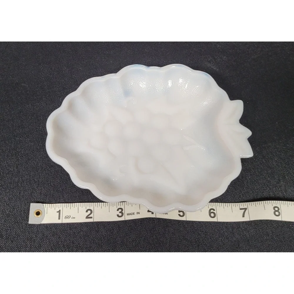 Hazel-Atlas Milk Glass Grape Cluster Design Dish Candy Dish Vintage 1950s